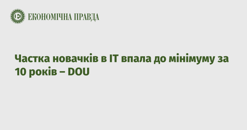 Число новачків у сфері ІТ знизилося до найнижчого рівня за останнє десятиліття, згідно з даними DOU.